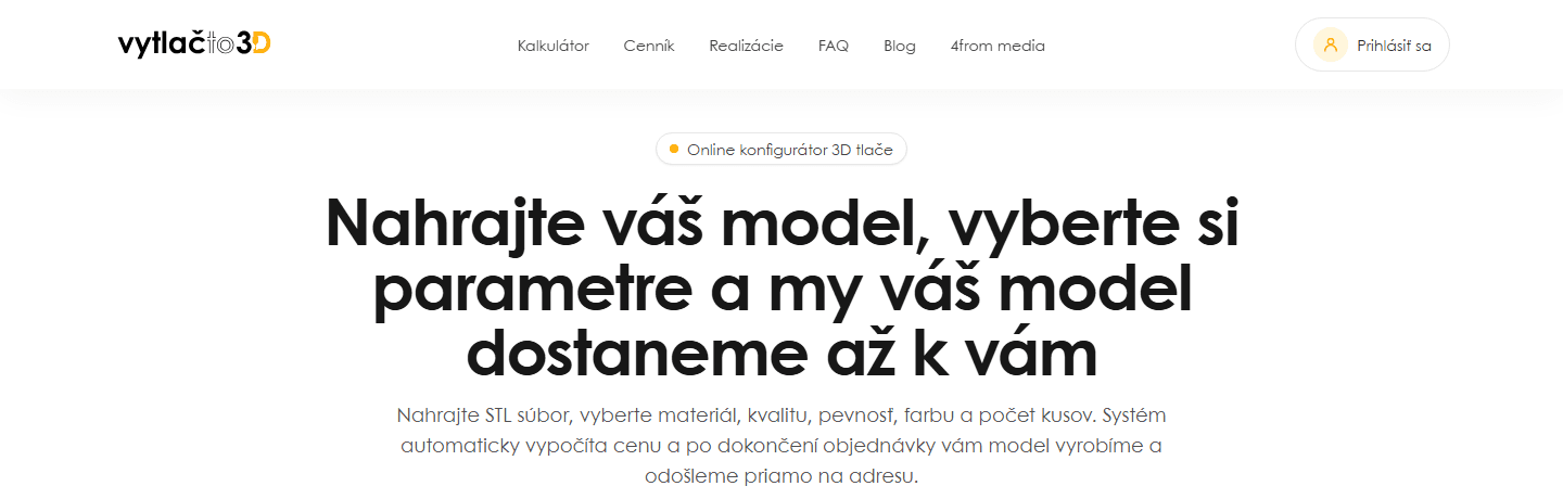 VytlačTo3D — online konfigurátor a e-shop pre 3D tlač