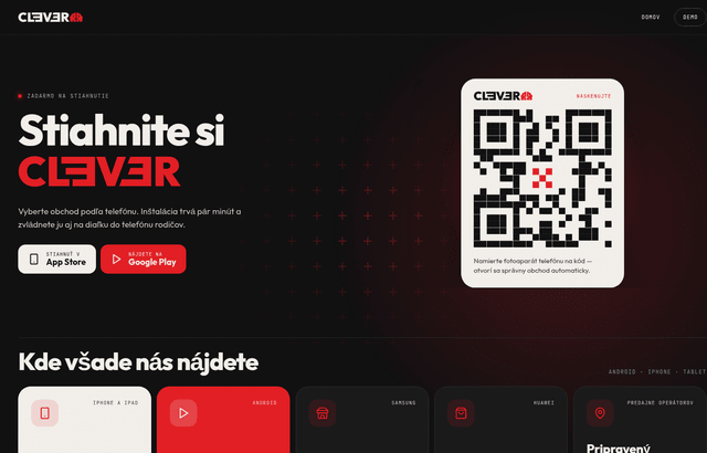 CLEVER — podstránka na stiahnutie aplikácie
